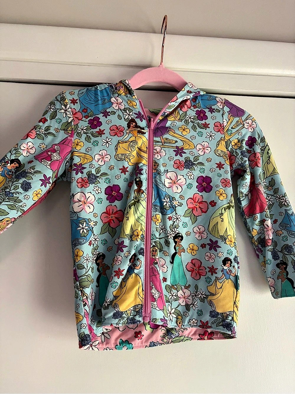 Posh Peanut Disney Princess reversible Hooded Jacket in Blue & Pink - Picture 2 of 5
